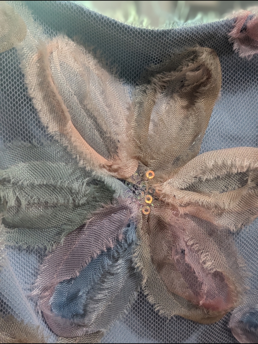 Allison + Kelly Pastel Floral Appliqué Mini Dress Small - Picture 3 of 4